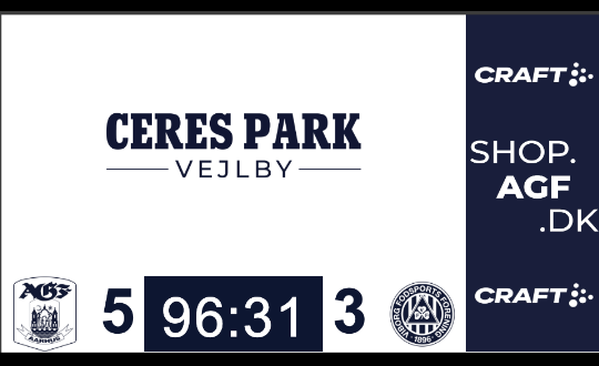 Scoreboard med AGF klubfarver